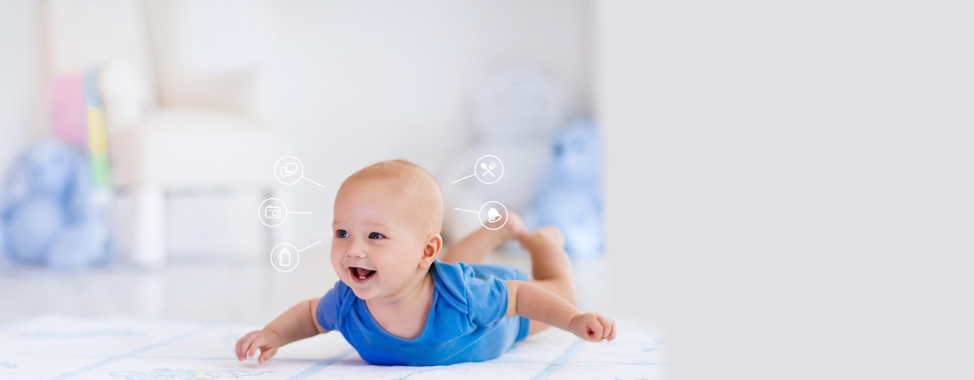 Bebé con iconos de la agenda electrónica de Baby Control