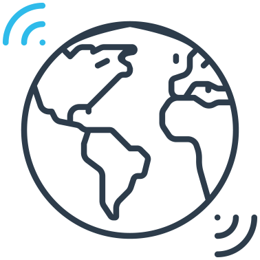 Icono de un globo terráqueo con una señal de conexión a internet