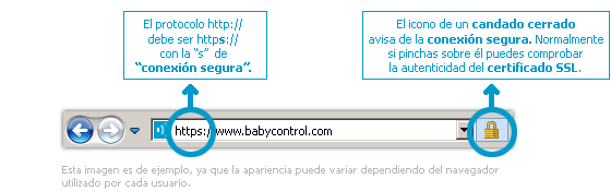 En los detalles está la seguridad de nuestra plataforma con Agenda Infantil para guarderías y escuelas infantiles Ejemplo de un navegador con conexión segura SSL, candado cerrado y protocolo https