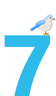 Icono de un número 7 con pájaro libre